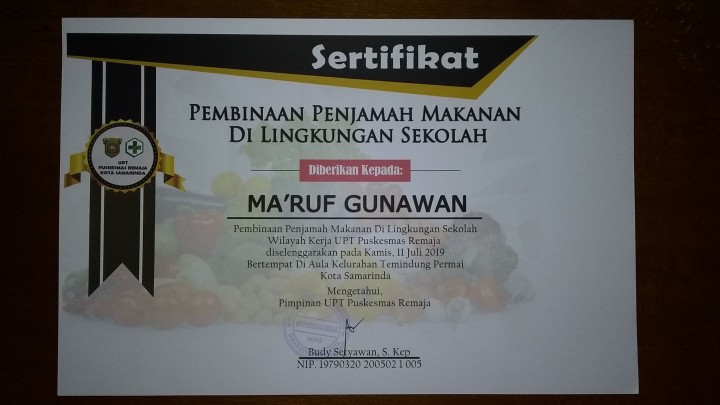 Daftar Peserta Pembinaan Penjamah Makanan di Kelurahan Temindung Permai tahun 2019