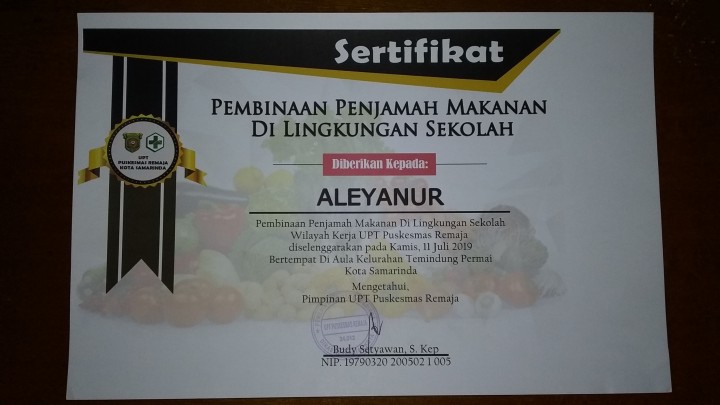 Daftar Peserta Pembinaan Penjamah Makanan di Kelurahan Temindung Permai tahun 2019