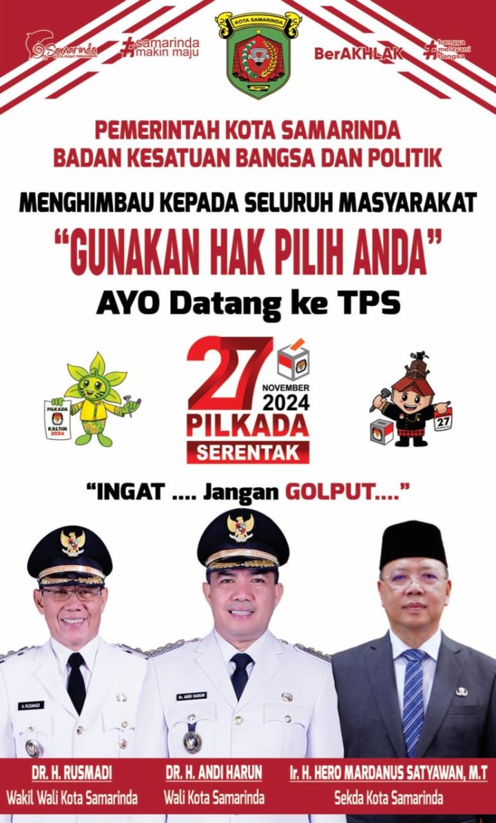 Himbauan untuk datang ke TPS menggunakan Hak Pilihnya pada tanggal 27 November 2024