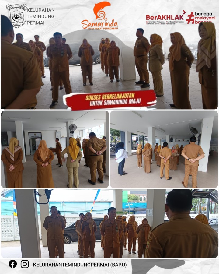 Apel pagi Senin (02/02) Kelurahan Temindung Permai dipimpin Oleh Lurah Temindung permai Rizki Mandala Putra, S.H