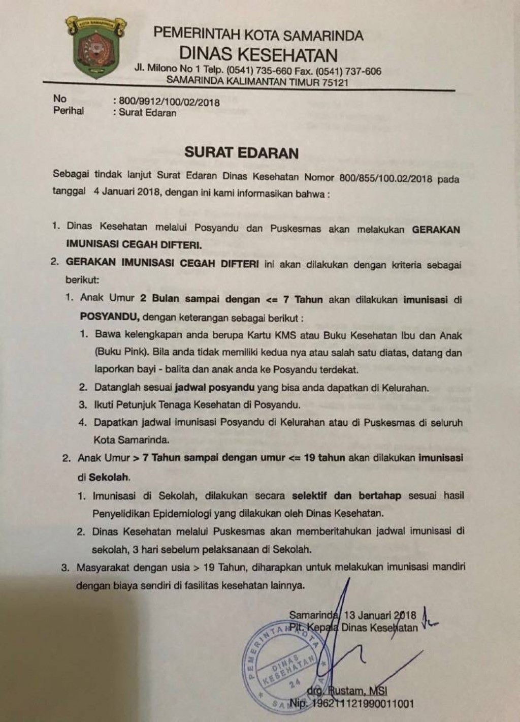 GERAKAN IMUNISASI CEGAH DIFTERI