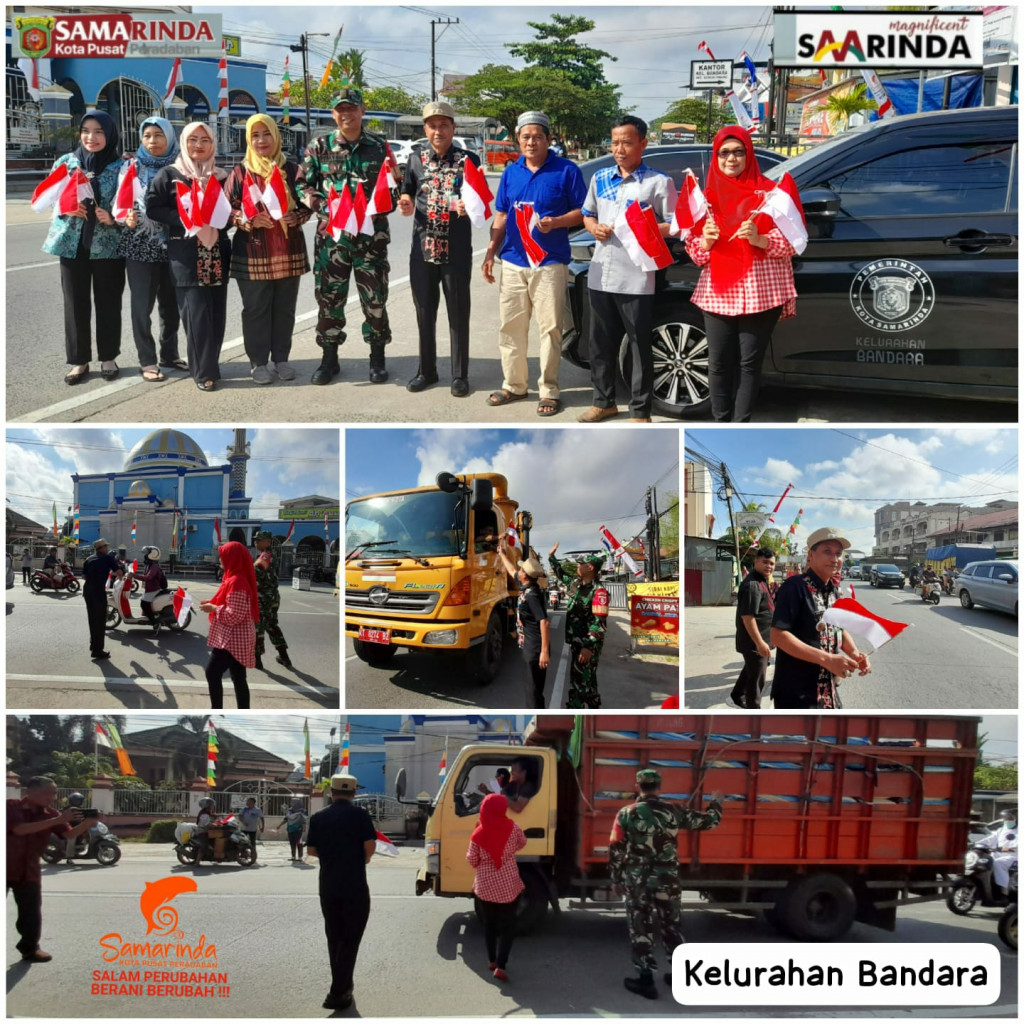 KELURAHAN  BANDARA BAGI BAGI BENDERA MERAH PUTIH