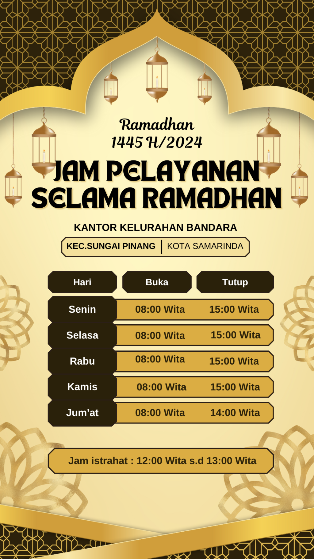 JADWAL PELAYANAN SELAMA BULAN RAMADHAN