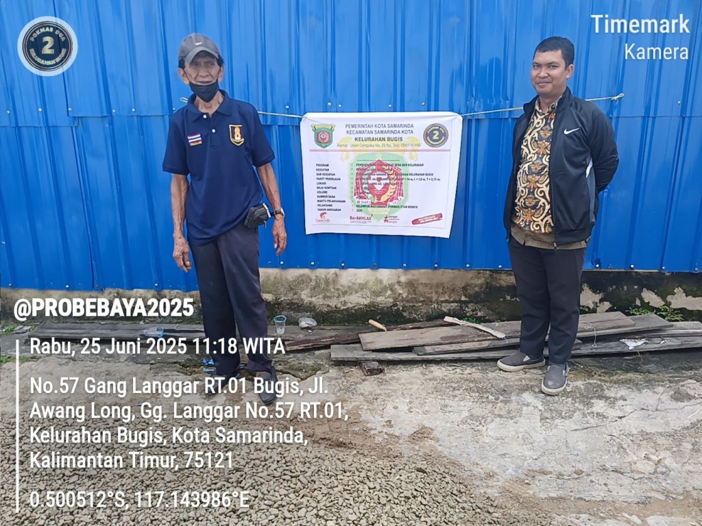 Kegiatan Semenisasi Jalan Gang Langgar RT 01 di Kelurahan Bugis dalam Program Probebaya