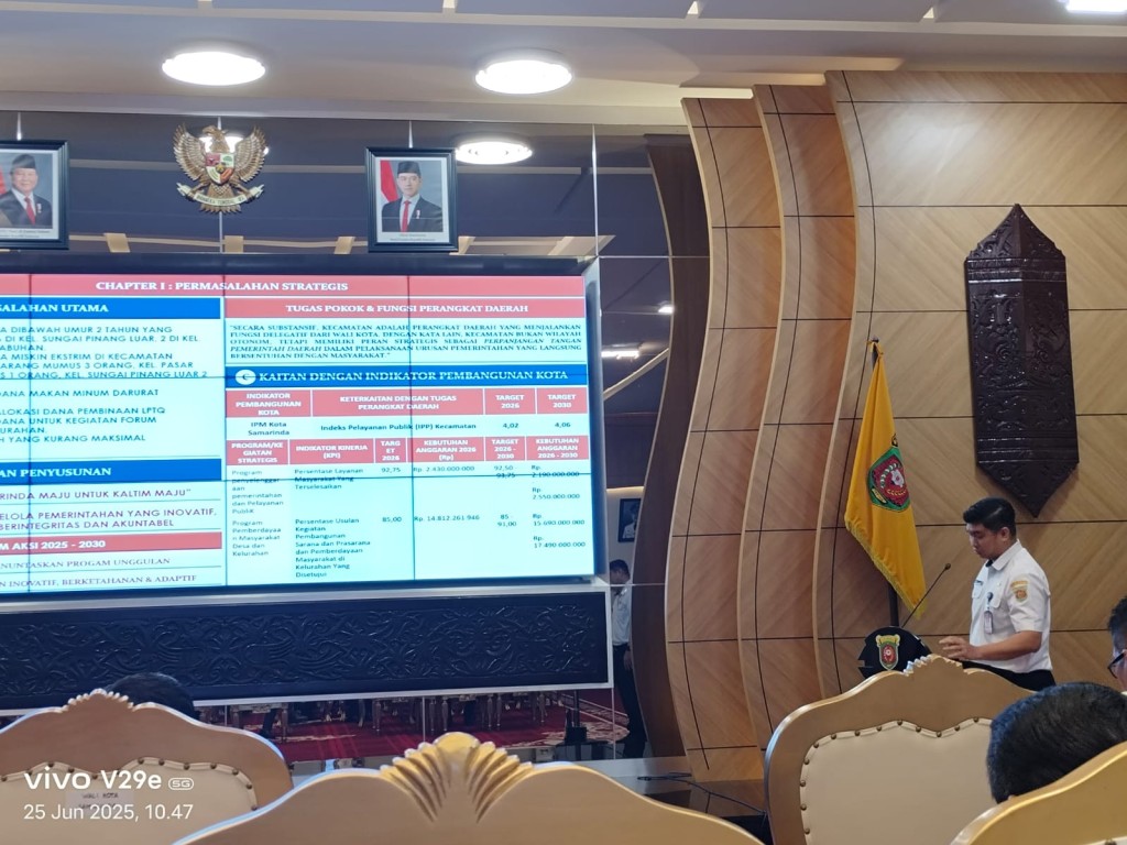Kelurahan Bugis Ikuti Presentasi Rencana Kerja TA 2026 di Hadapan Wali Kota Samarinda