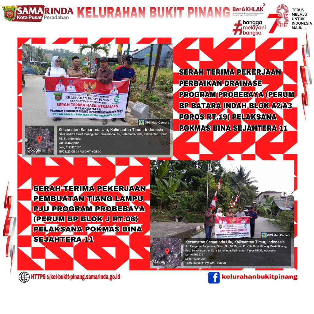 Serah Terima Hasil Pekerjaan Kegiatan Saran dan Prasarana Program Probebaya