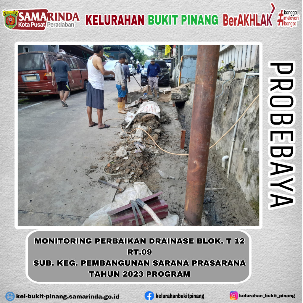 MONITORING PERBAIKAN DRAINASE BLOK T 12 RT.09