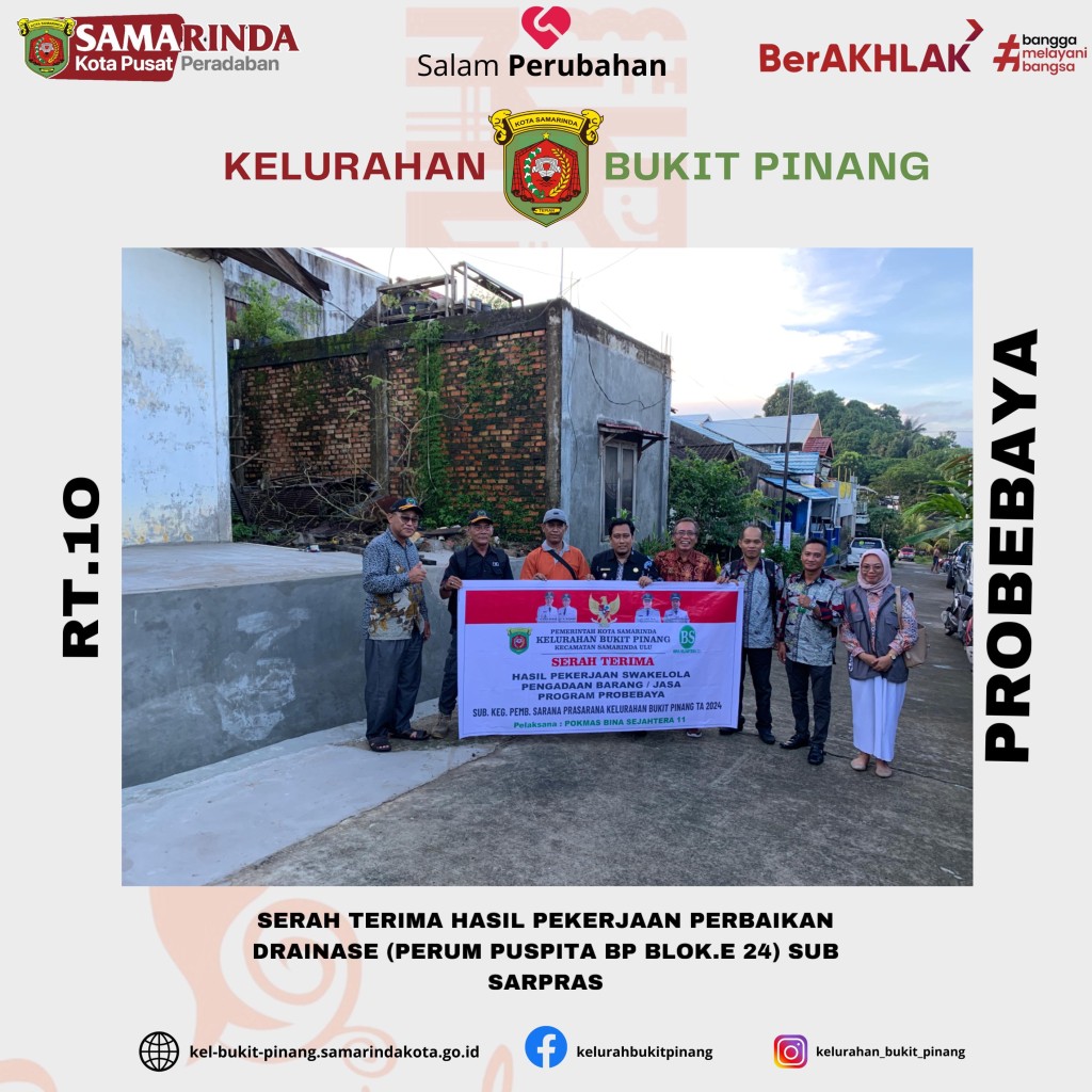 Serah Terima Pekerjaan Perbaikan Drainase RT.10