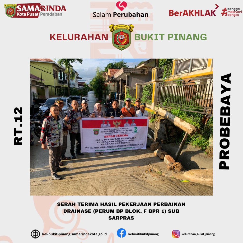Serah Terima Pekerjaan Perbaikan Drainase RT.12
