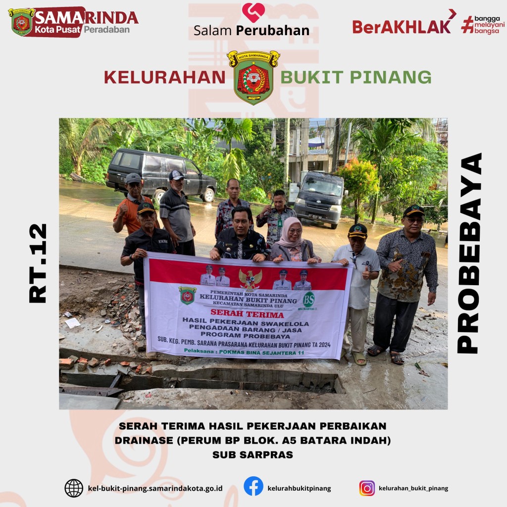 Serah Terima Pekerjaan Perbaikan Drainase RT.12