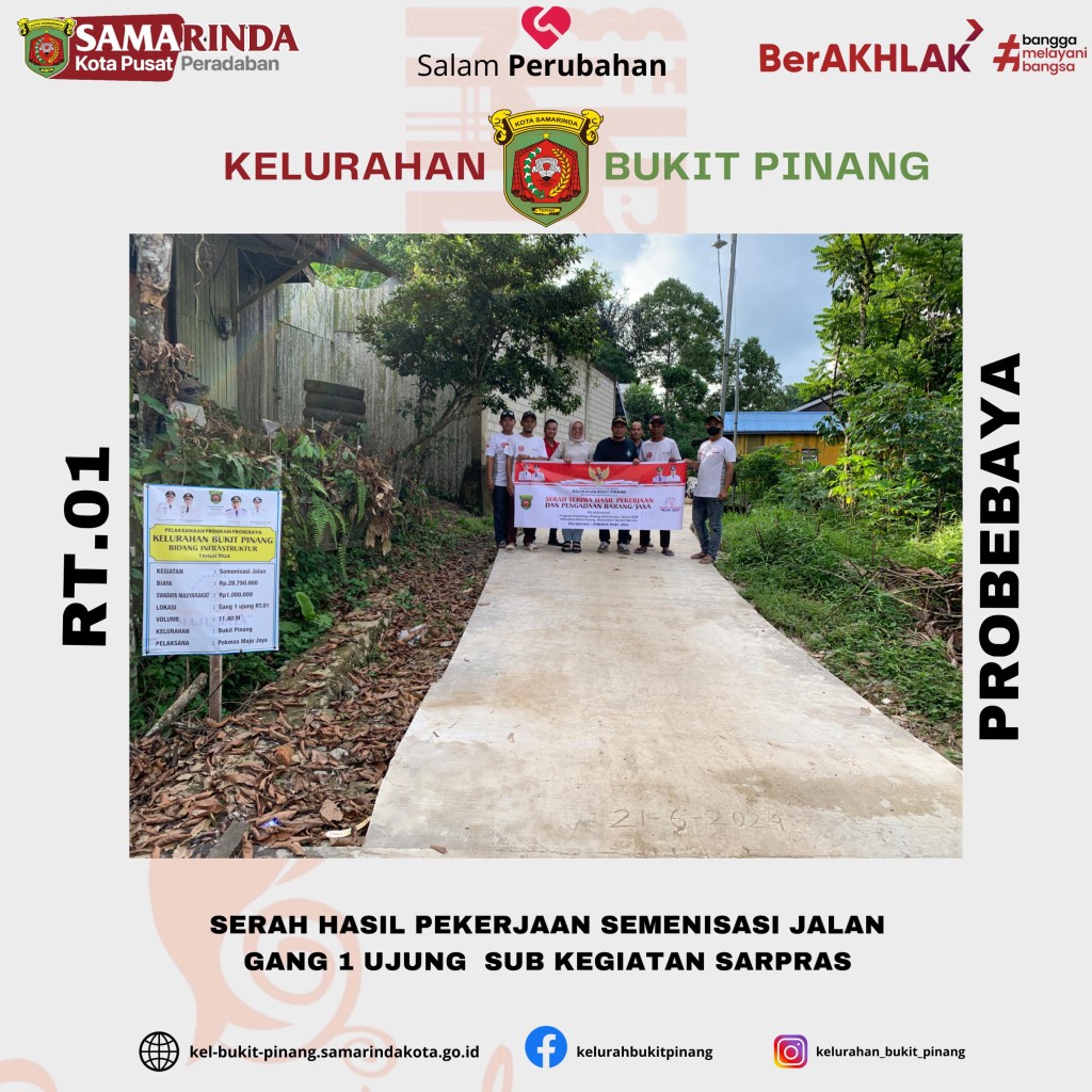 Serah Terima Pekerjaan Semenisasi Jalan RT.01