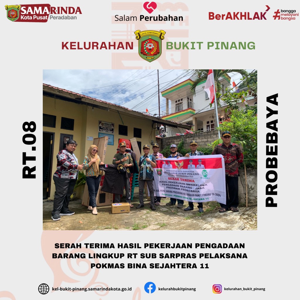 Serah Terima Hasil Pekerjaan Pengadaan Barang Peralatan Pendukung Lingkup RT