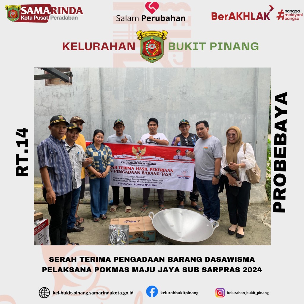 Serah Terima Hasil Pekerjaan Pengadaan Barang Peralatan Pendukung Lingkup RT