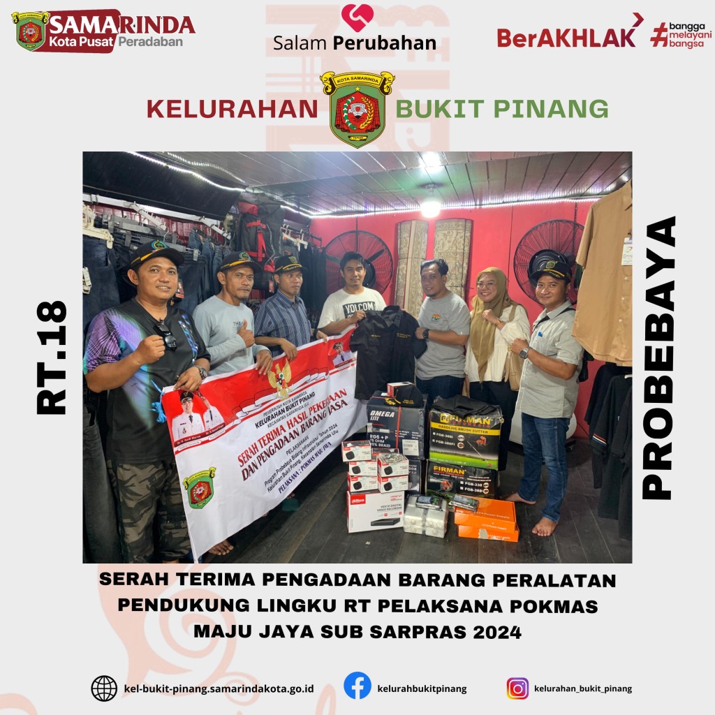 Serah Terima Hasil Pekerjaan Pengadaan Barang Peralatan Pendukung Lingkup RT