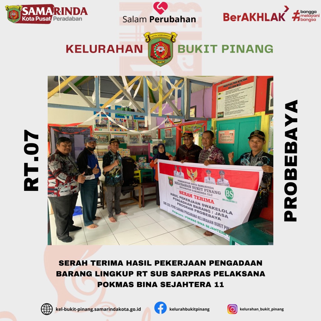 Serah Terima Hasil Pekerjaan Pengadaan Barang Peralatan Pendukung Lingkup RT