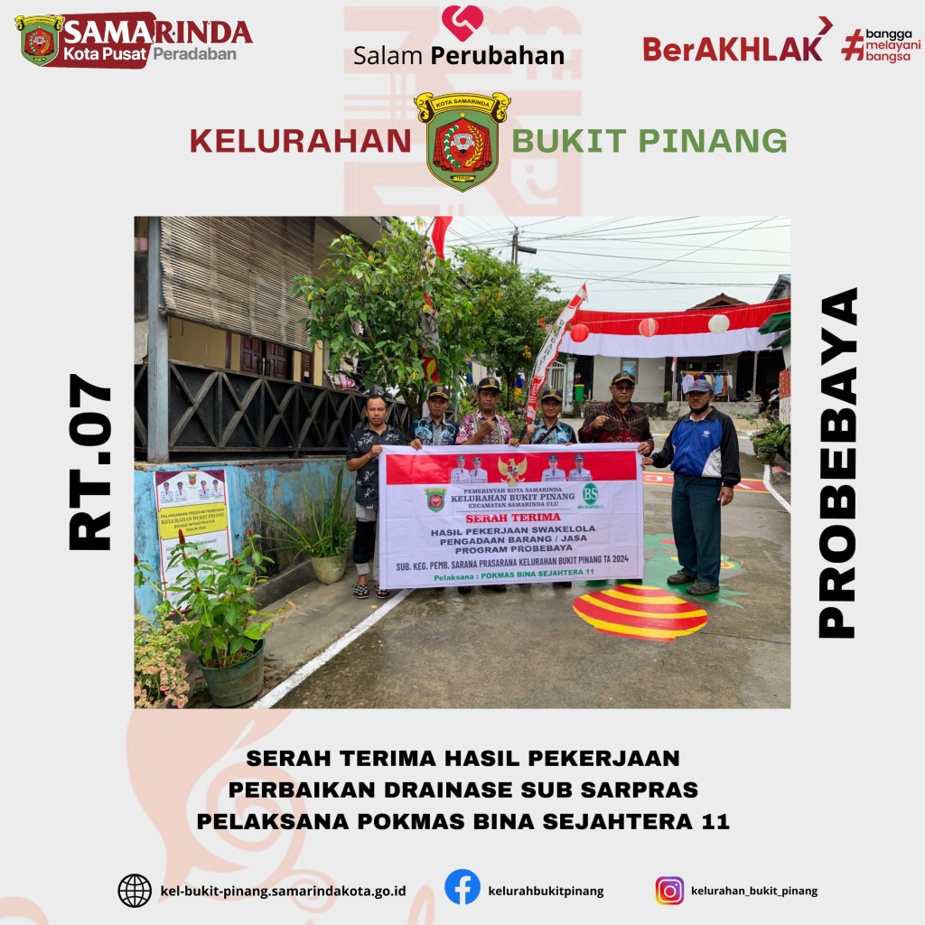Serah Terima Hasil Pekerjaan Perbaikan Drainase