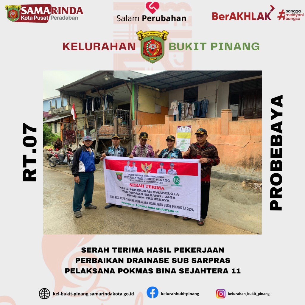 Serah Terima Hasil Pekerjaan Perbaikan Drainase
