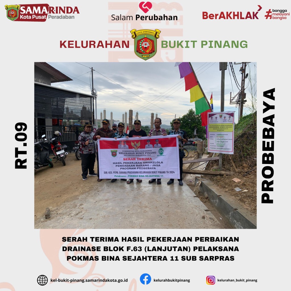 Serah Terima Hasil Pekerjaan Perbaikan Drainase