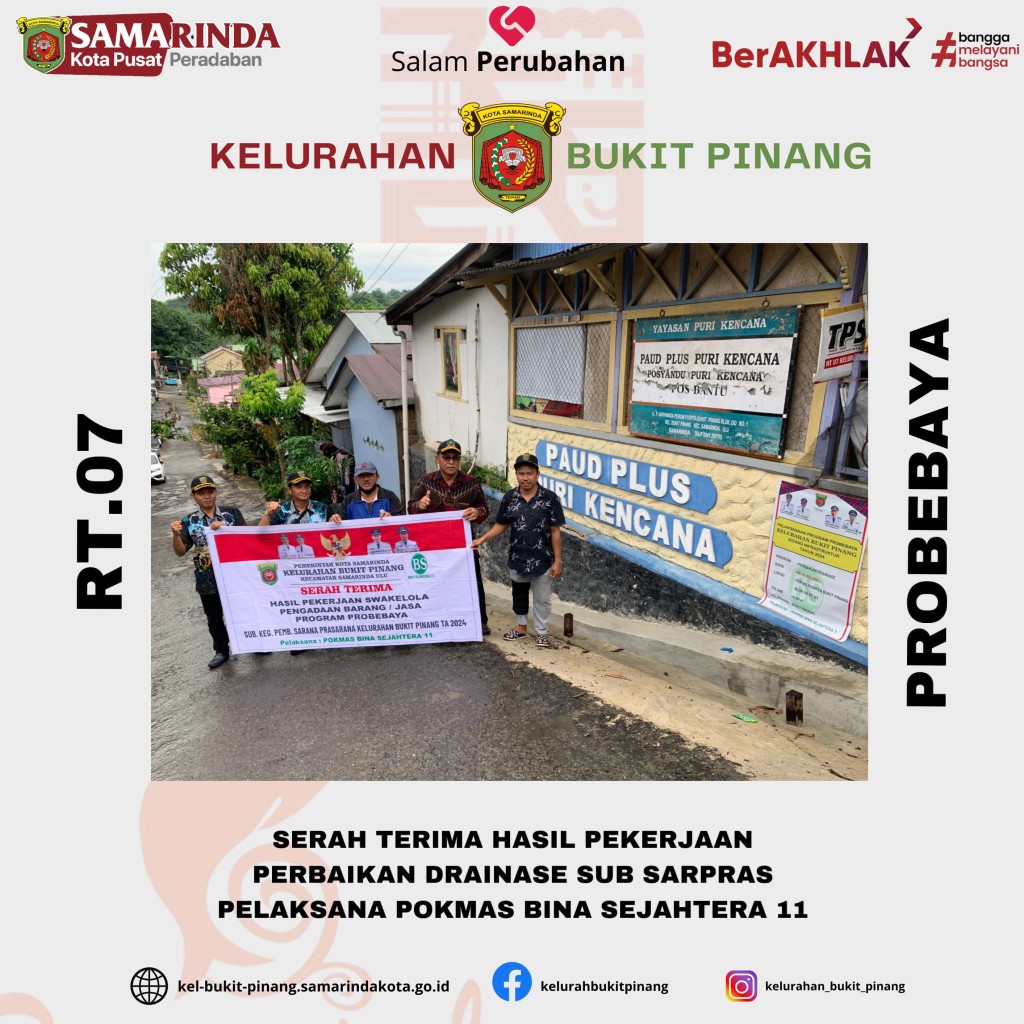 Serah Terima Hasil Pekerjaan Perbaikan Drainase