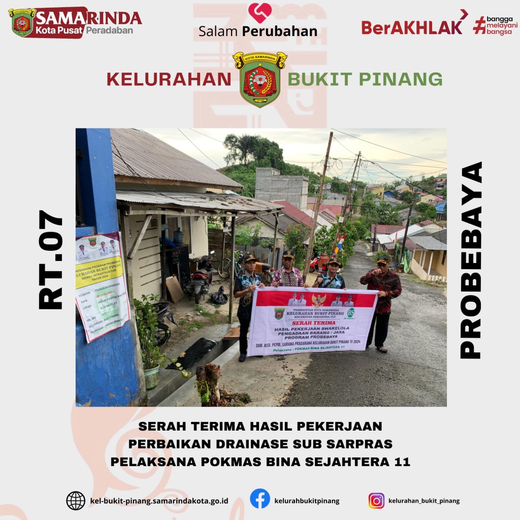 Serah Terima Hasil Pekerjaan Perbaikan Drainase