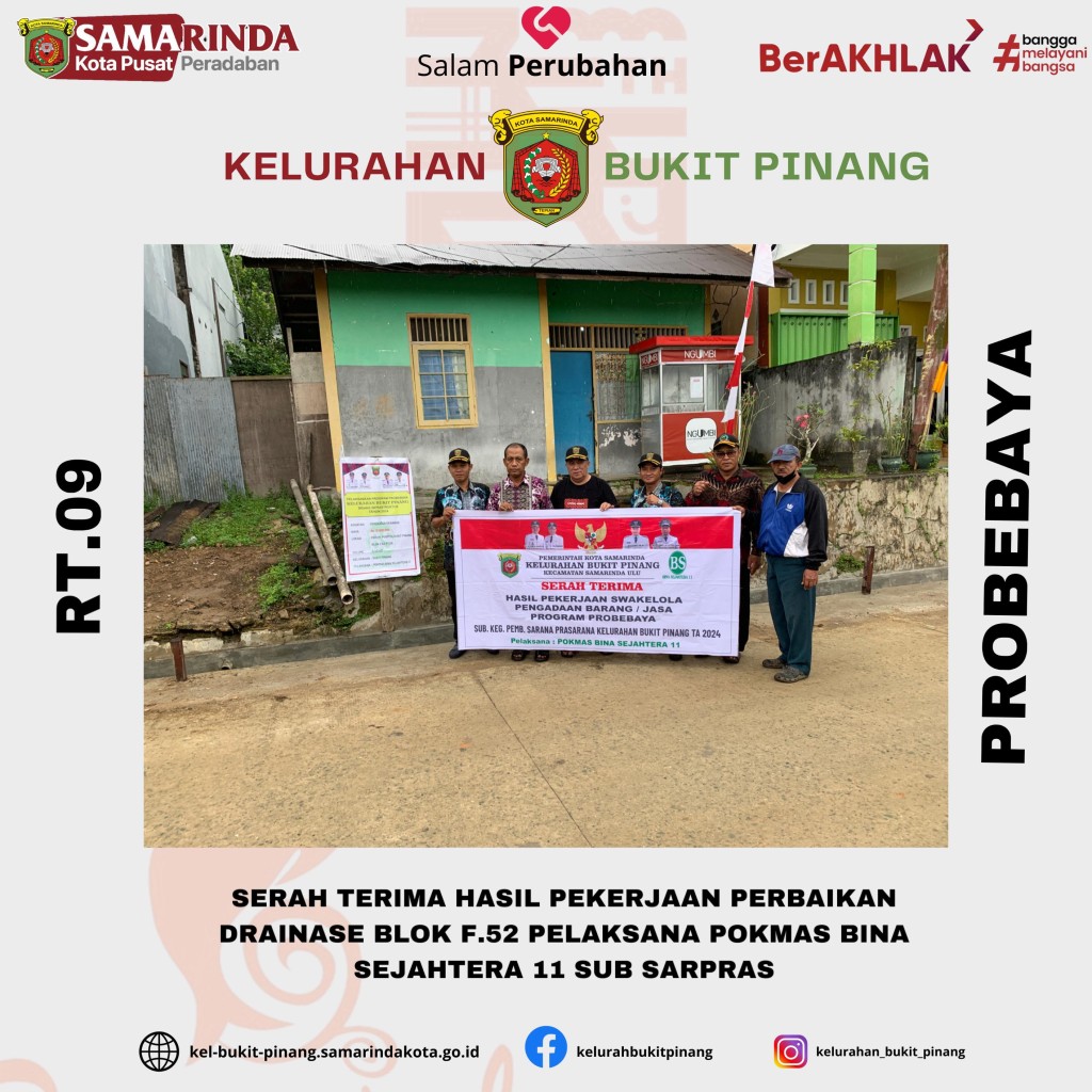 Serah Terima Hasil Pekerjaan Perbaikan Drainase