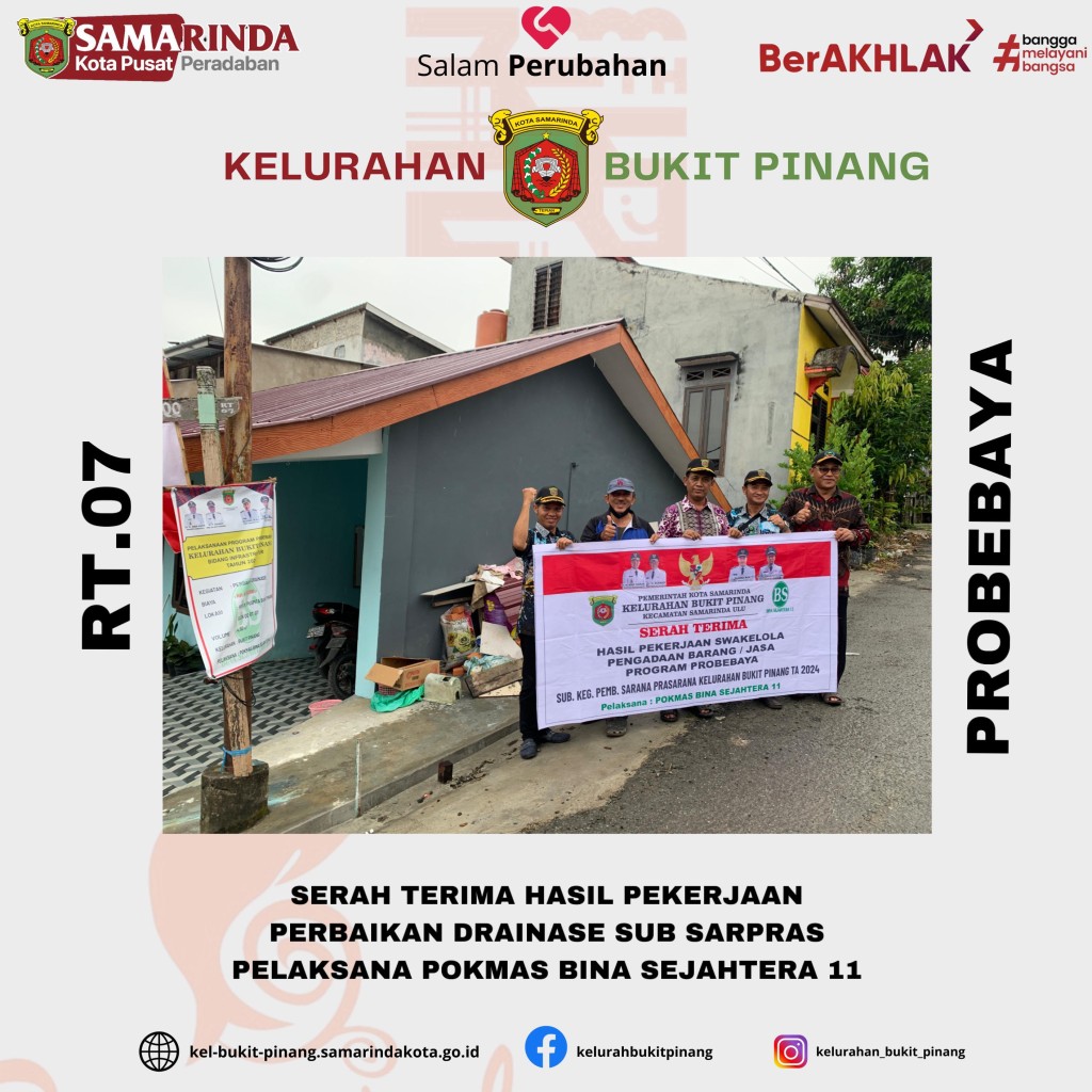 Serah Terima Hasil Pekerjaan Perbaikan Drainase