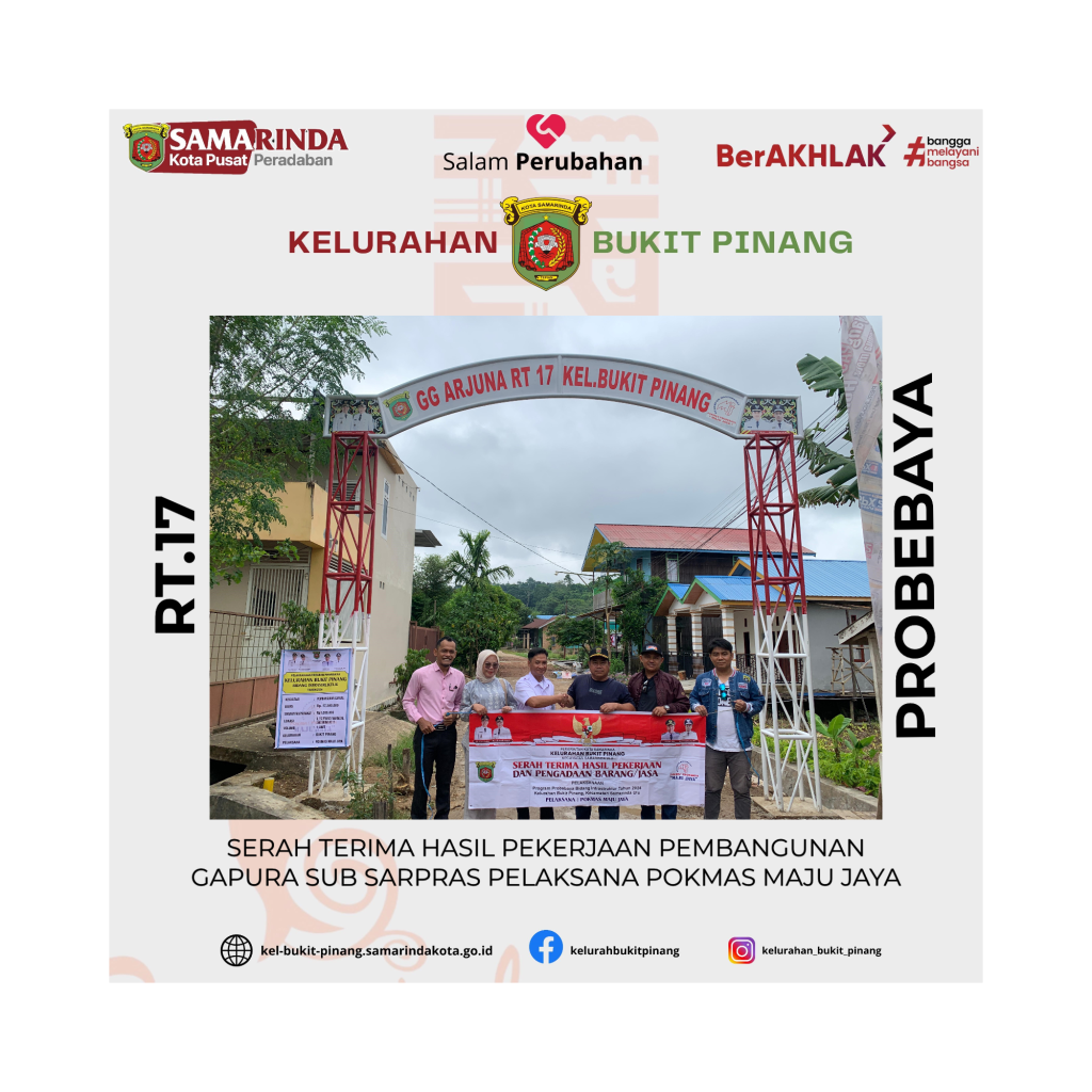 Serah Terima Hasil Pekerjaan Pembangunan Gapura Sub Sarpras Pelaksana Pokmas Maju Jaya