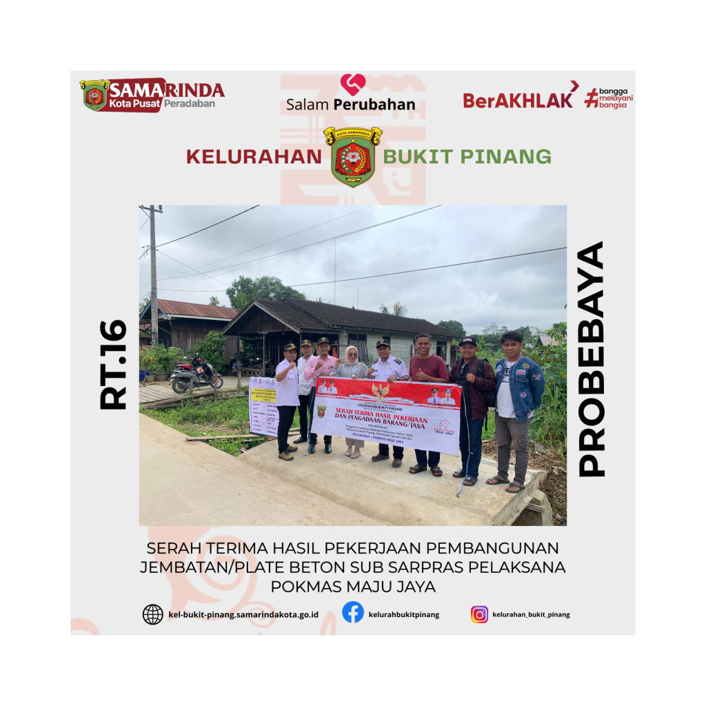 Serah Terima Hasil Pekerjaan Pembangunan Jembatan/Plate Beton Sub Sarpras Pelaksana Pokmas Maju Jaya