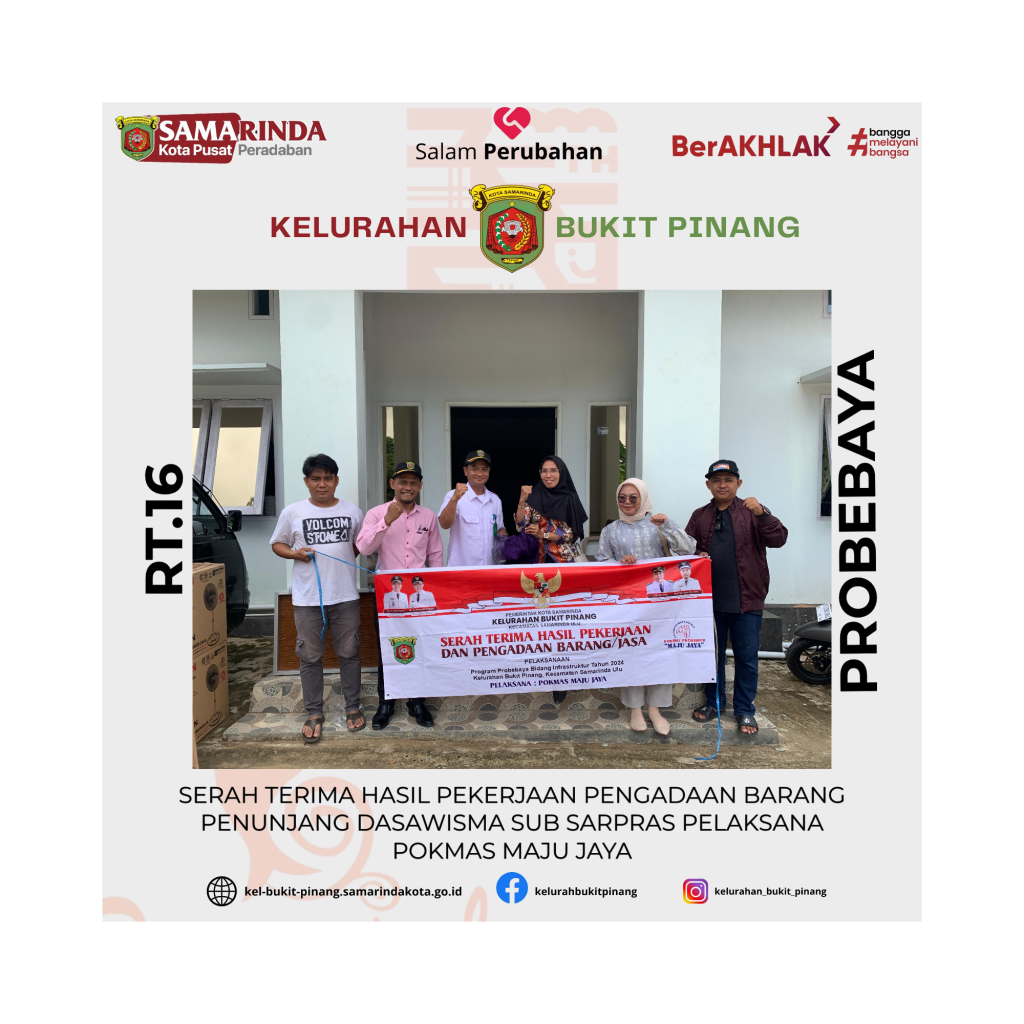 Serah Terima Hasil Pekerjaan Pengadaan Barang Penunjang Dasawisma Sub Sarpras Pelaksana Pokmas Maju Jaya
