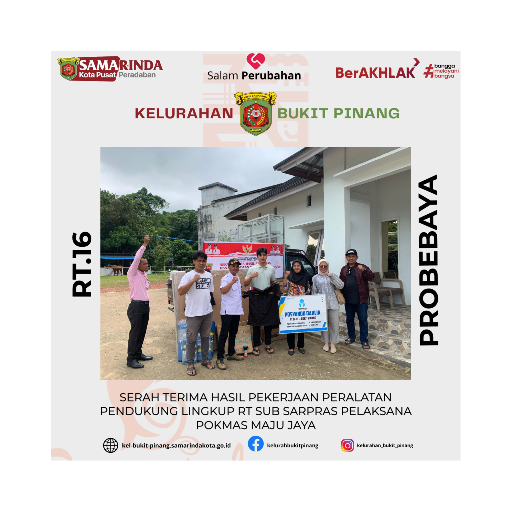 Serah Terima Hasil Pekerjaan Peralatan Pendukung Lingkup RT Sub Sarpras Pelaksana Pokmas Maju Jaya