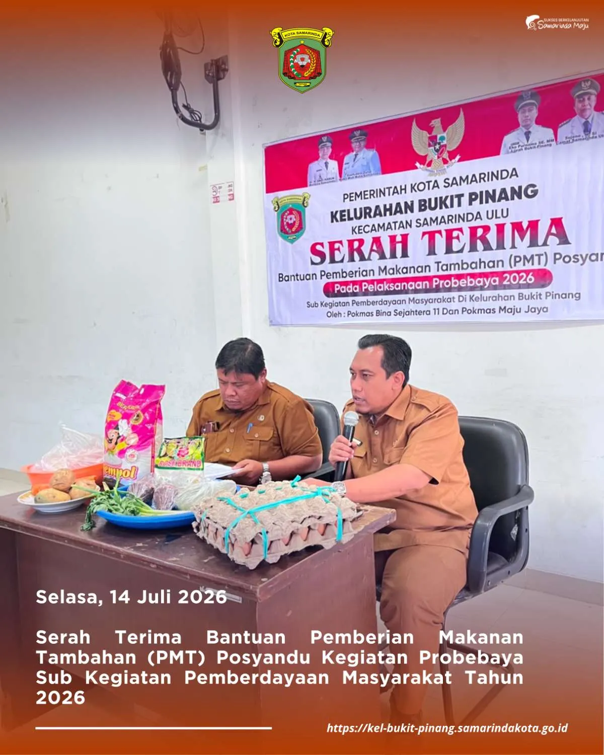 Serah Terima Bantuan Pemberian Makanan Tambahan (PMT) Posyandu Kegiatan Probebaya Sub Kegiatan Pemberdayaan Masyarakat Tahun 2026