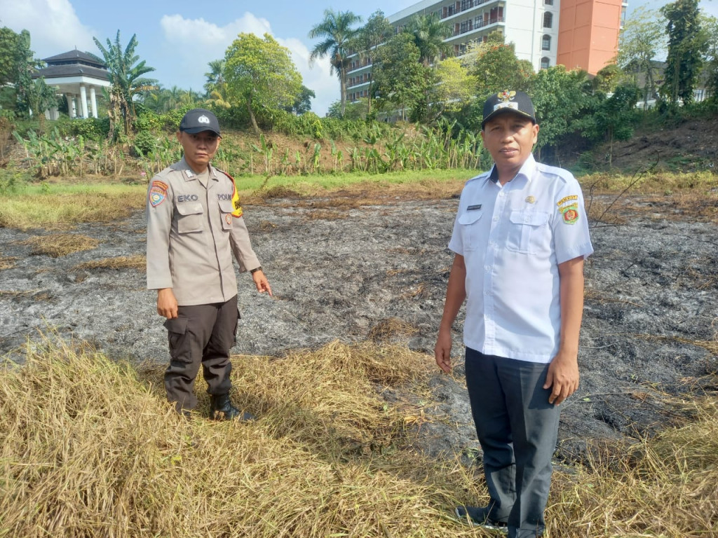 Bakar Rumput Kering Penjaga Kebun Mendapat Teguran Lurah