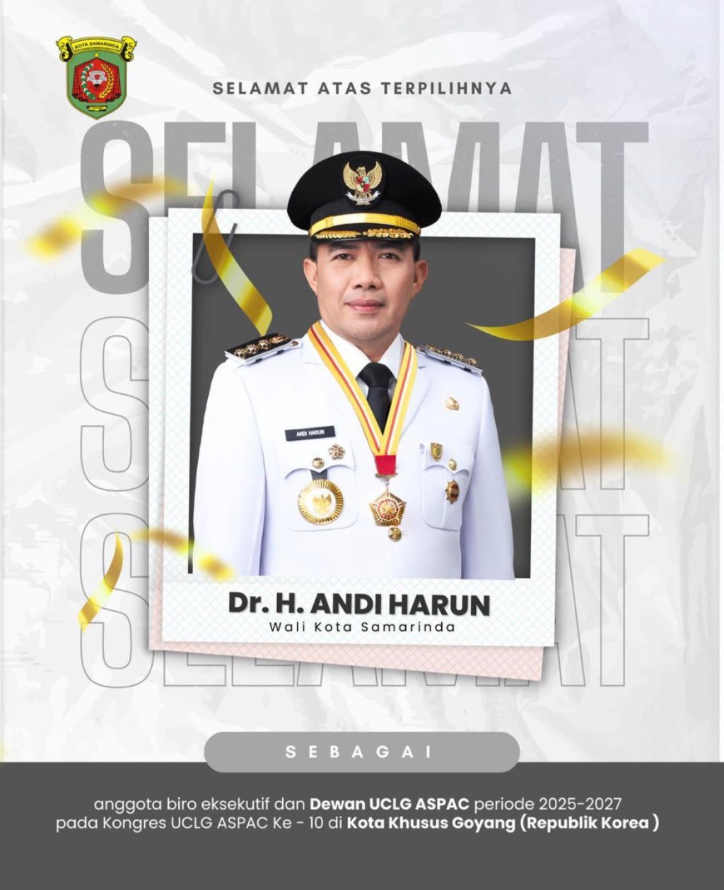 Selamat kepada Wali Kota Samarinda, DR.H.ANDI HARUN