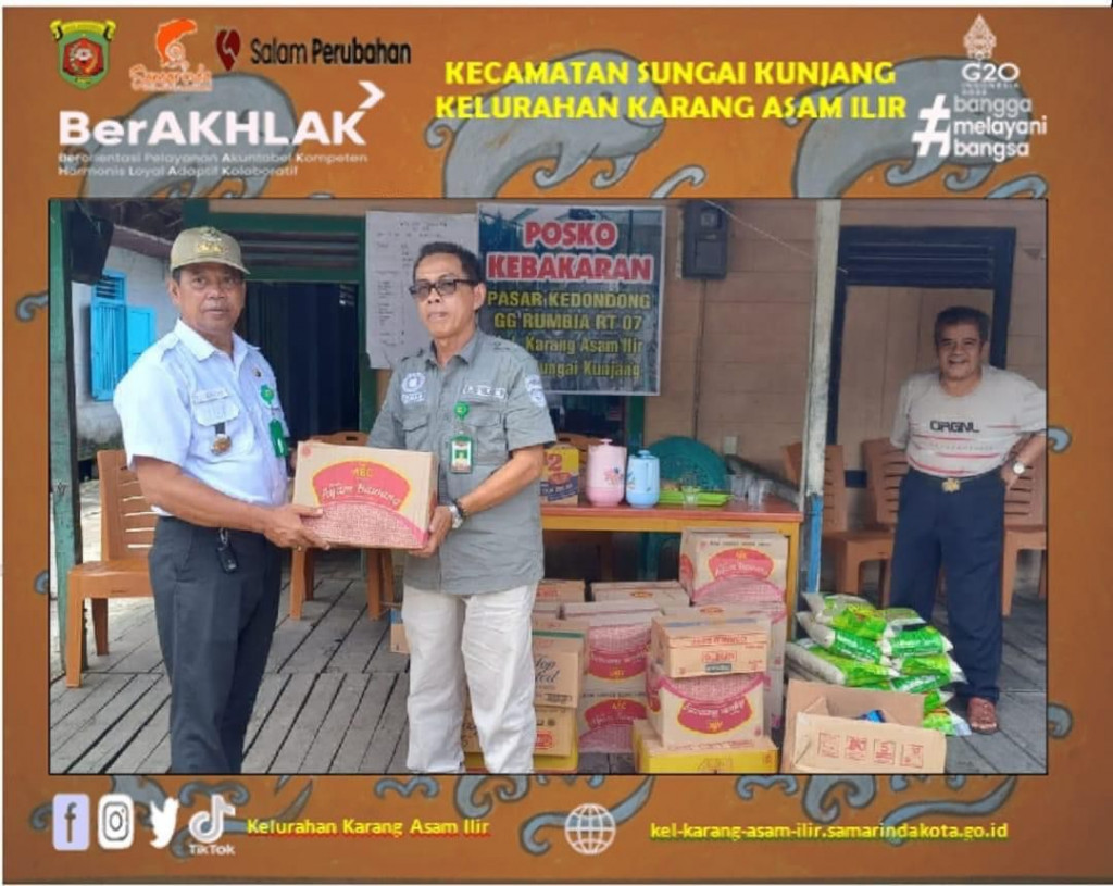 Lurah Karang Asam Ilir meninjau posko kebakaran RT. 07 Kelurahan Karang Asam Ilir