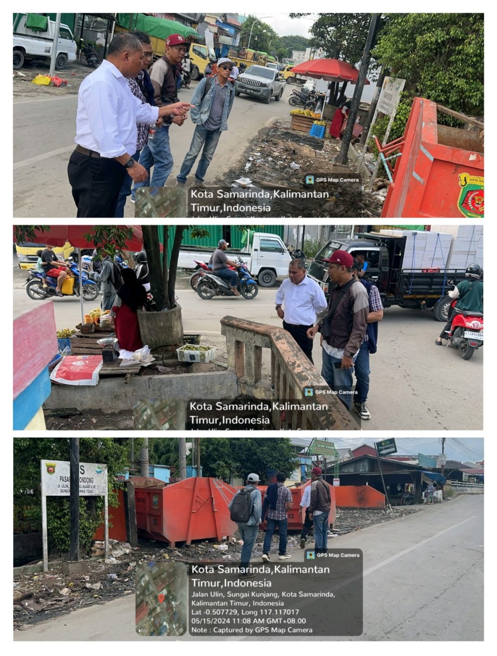 Monitoring ke Lokasi Usulan Perbaikan TPS Jl. Ulin Pasar Kedondong  dan Usulan Pengadaan Pagar Belakang Kantor Kelurahan Karang Asam Ilir