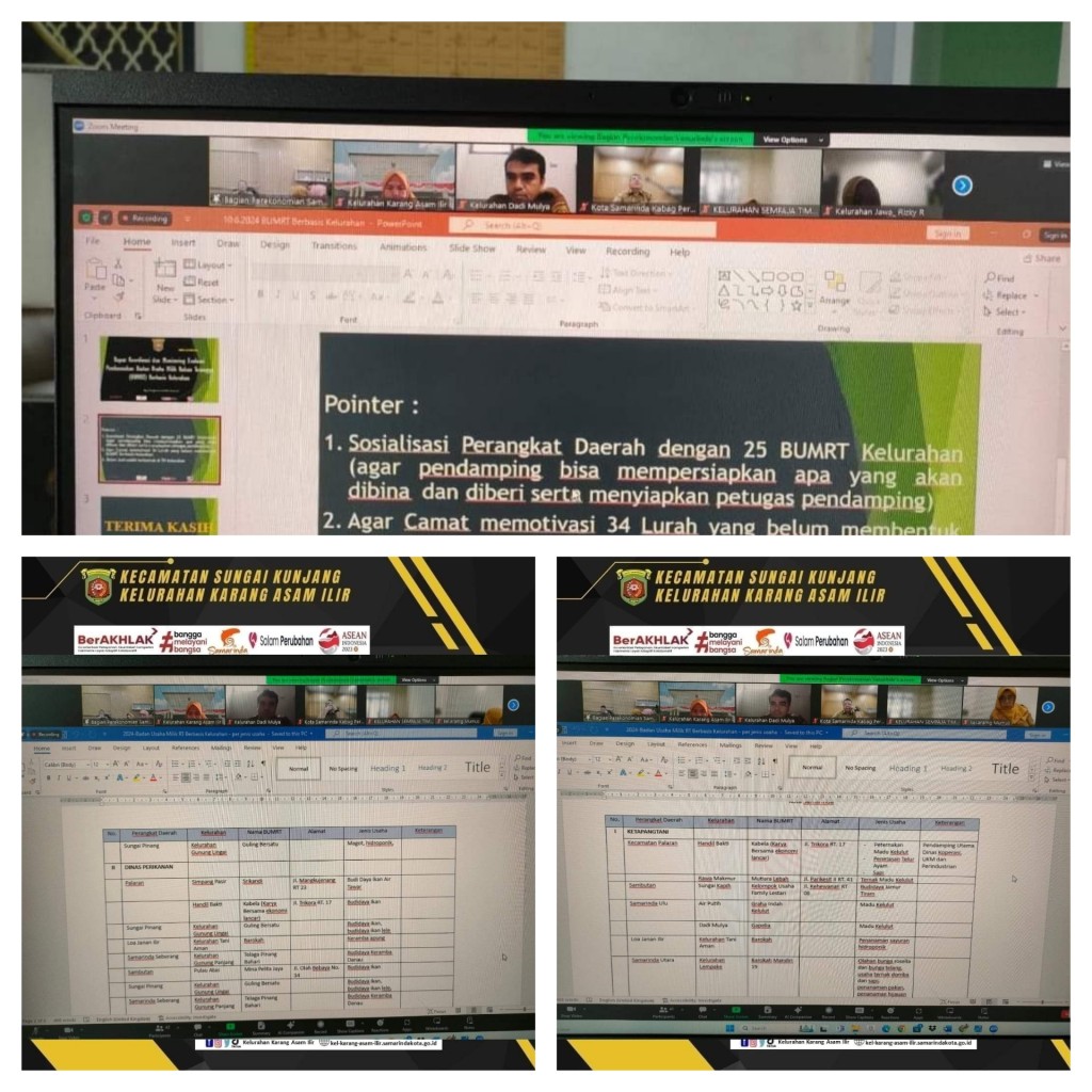 Zoom Meeting Rapat Koordinasi Dan Monitoring Evaluasi Pembentukan Badan Usaha Milik Rukun Tetangga (BUMRT)