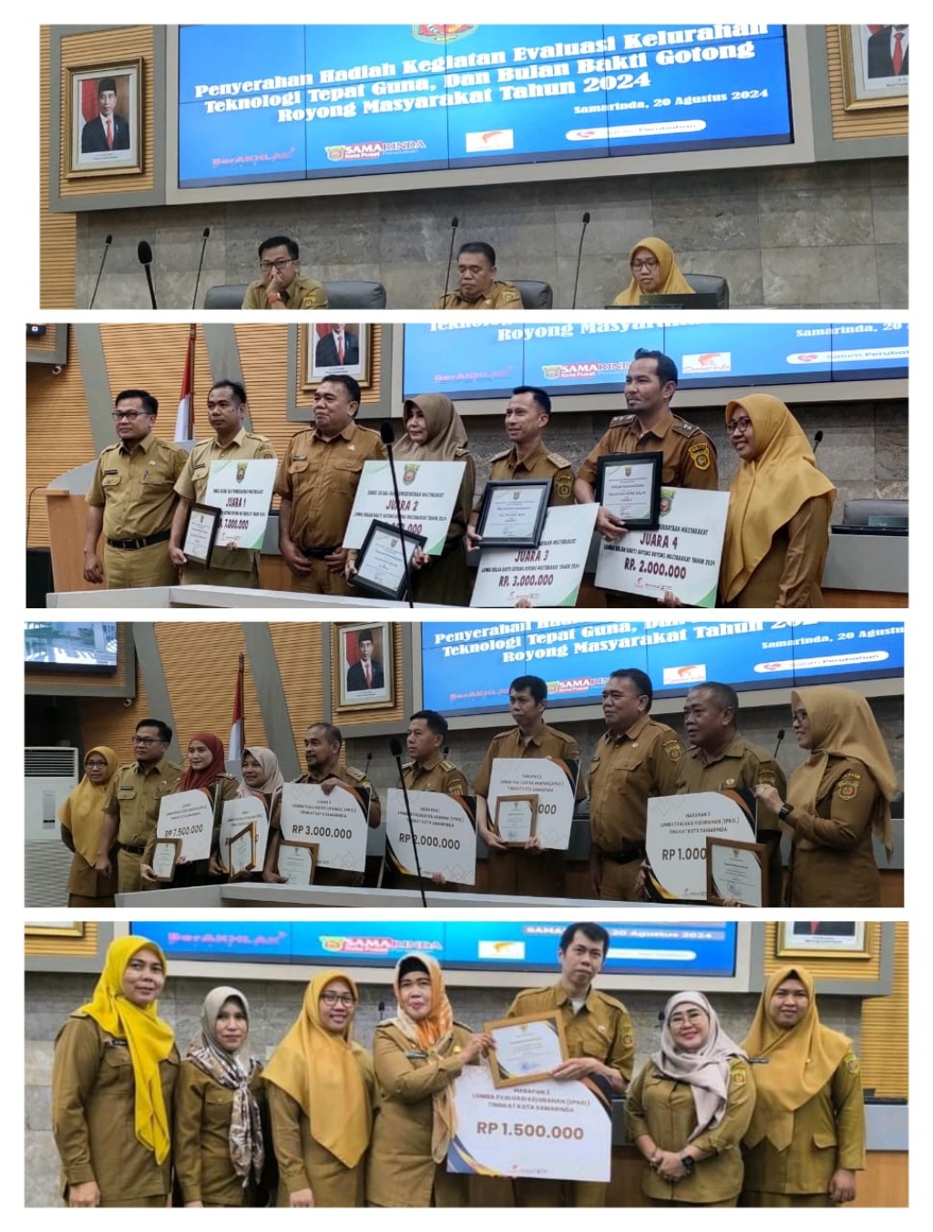 Penyerahan Hadiah Kegiatan Evaluasi Kelurahan, Teknologi Tepat Guna, Bulan Bakti Gotong Royong Masyarakat Tahun 2024