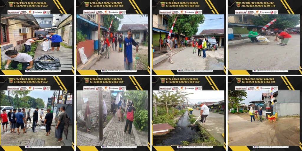 Gotong Royong membersihkan lingkungan di RT. 01, 03 dan 30 Kelurahan Karang Asam Ilir.