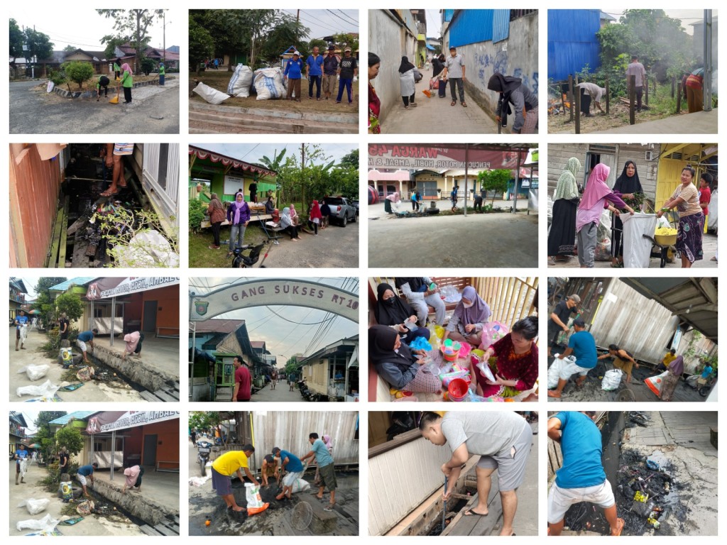 Gotong Royong membersihkan lingkungan di RT. 02, 13, 16, 21, 27 dan 35