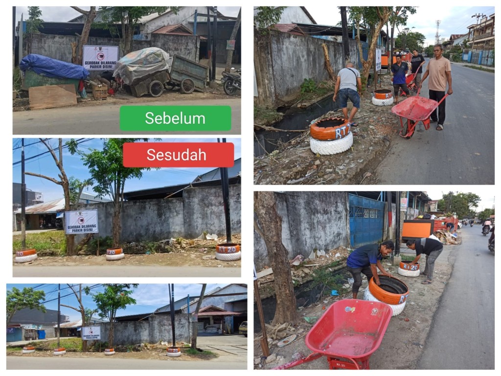 pemasangan spanduk dan membersihkan lingkungan di sekitar Tempat Pembuangan Sementara (TPS) Jl. Adam Malik