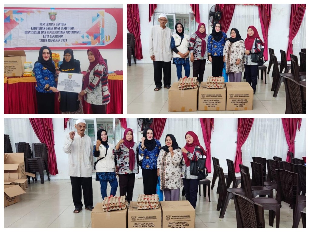 Penyerahan Bantuan Kebutuhan Dasar bagi Lanjut Usia di Kota Samarinda yang dilaksanakan oleh Dinas Sosial san Pemberdayaan Masyarakat Kota Samarinda