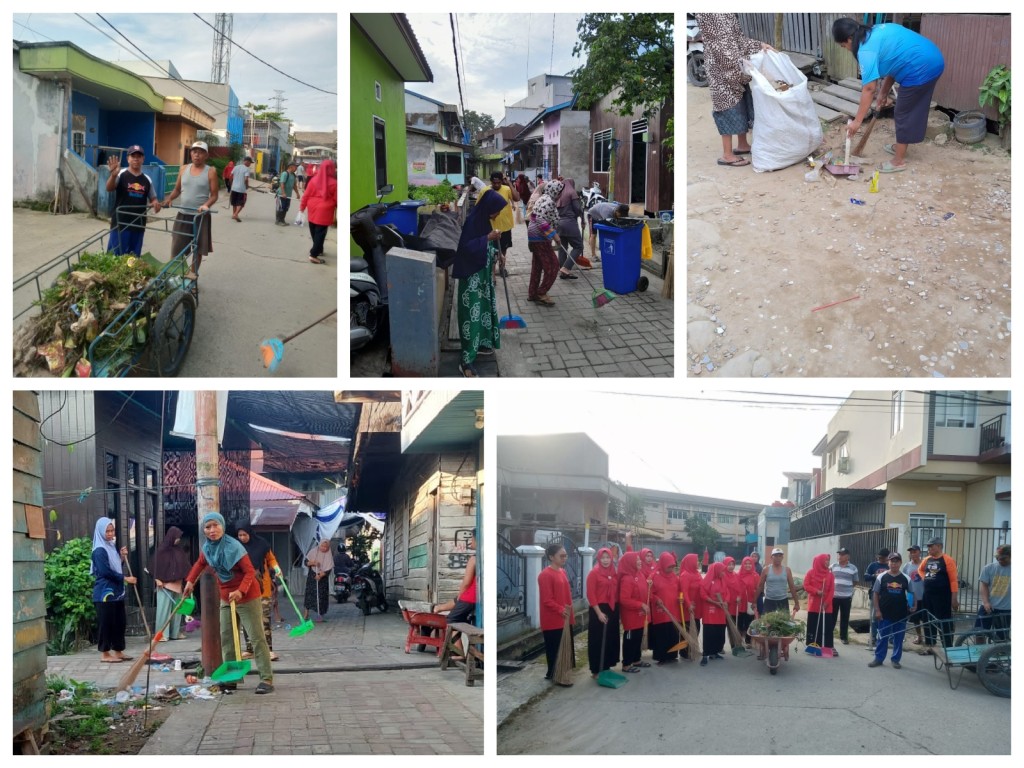 Pelaksanaan Gotong Royong bersama Ketua RT, Ibu Ibu Dasawisma dan warga di Lingkungan RT. 03, 14, 21 dan 33 Kelurahan Karang Asam Ilir