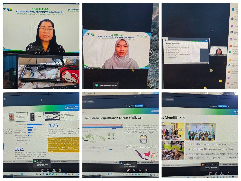 Zoom Meeting Sosialisasi Nomor Pokok Perpustakaan (NPP) dan Persiapan Bantuan Bahan Bacaan Bermutu Tahun 2026