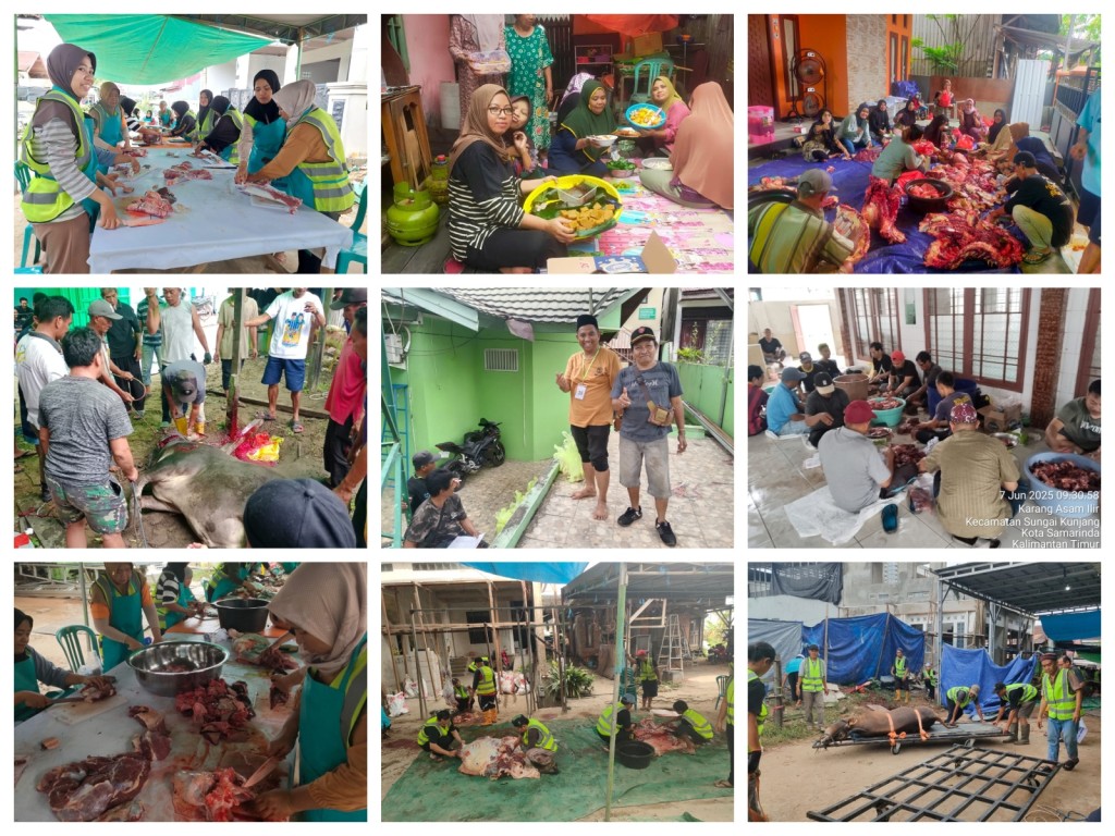 Proses Penyembelihan Hewan Kurban Sapi dan Kambing di RT. 02, 03, 05, 06, 13
