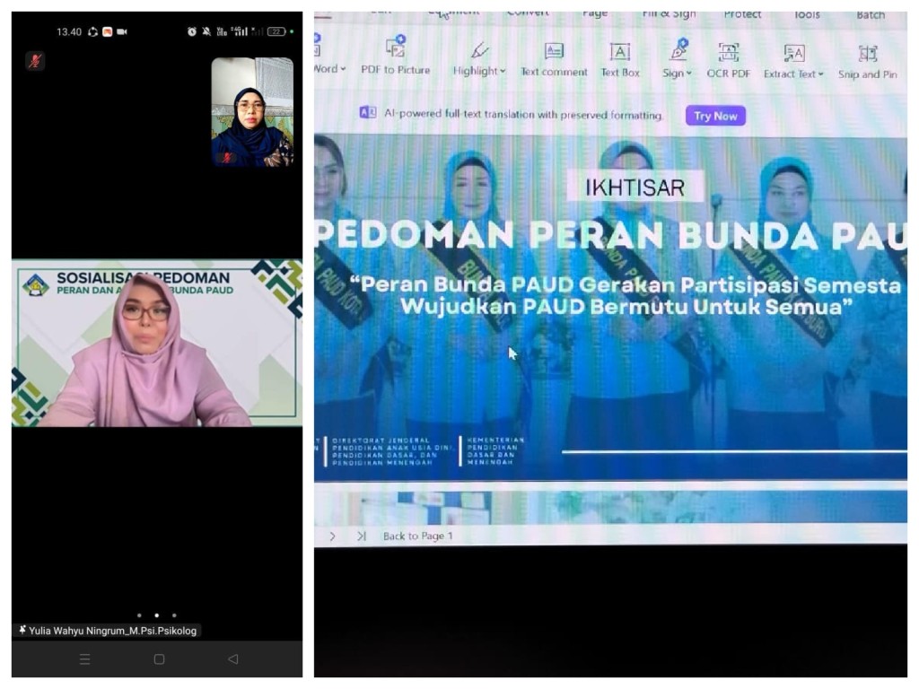 Zoom Meeting Sosialisasi Apresiasi Bunda PAUD dan Pedoman Peran Bunda PAUD