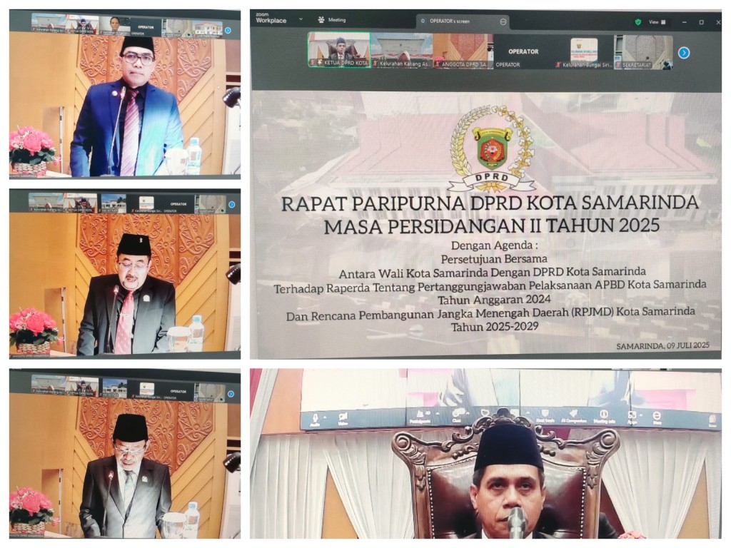 Zoom Meeting Rapat paripurna DPRD Kota Samarinda Masa Persidangan II Tahun 2025