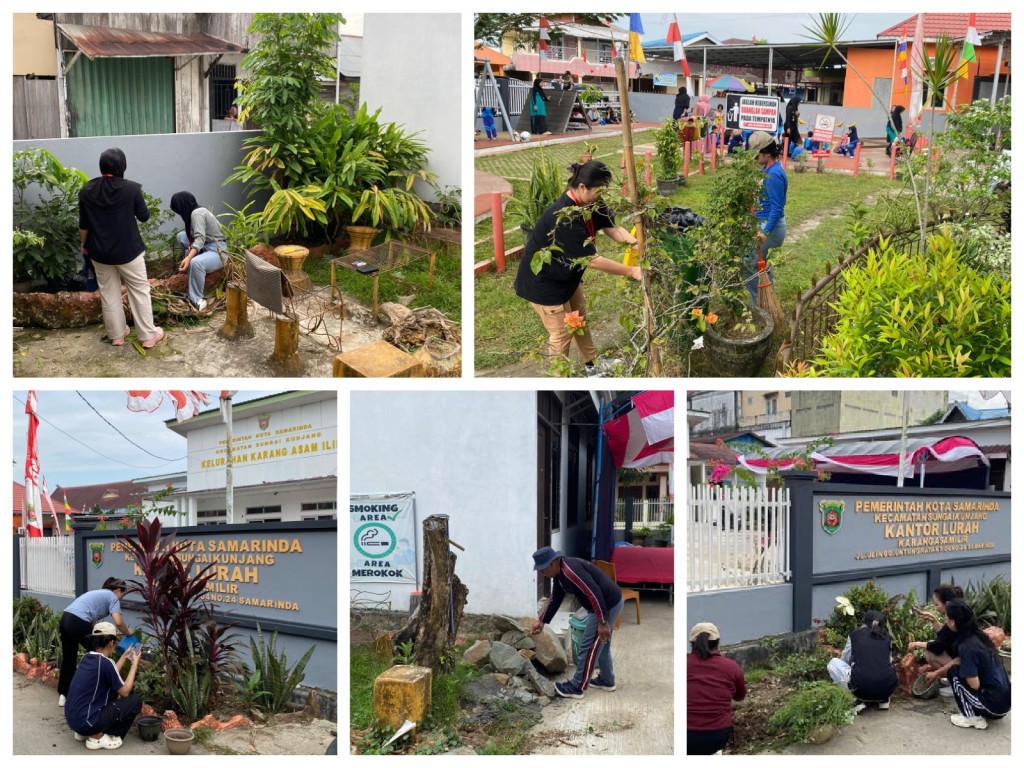 Gotong Royong di Lingkungan Kantor Kelurahan Karang Asam Ilir