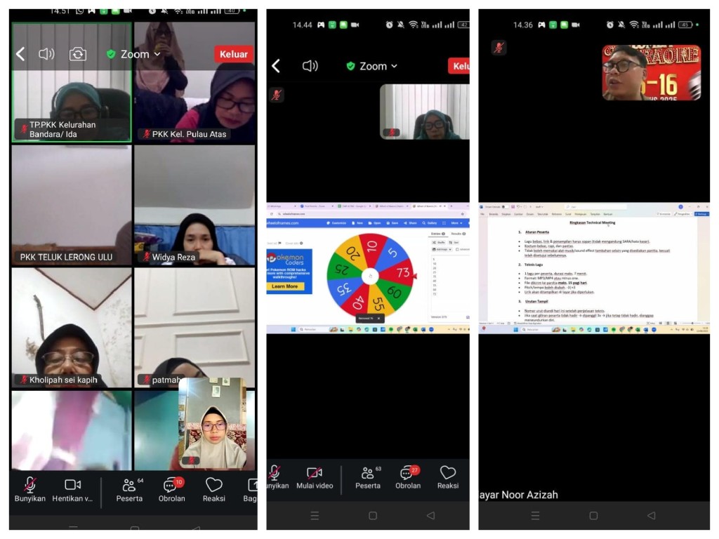 Technical Meeting Secara Daring /Zoom Meeting dan Pengambilan nomor undian Lomba Karaoke
