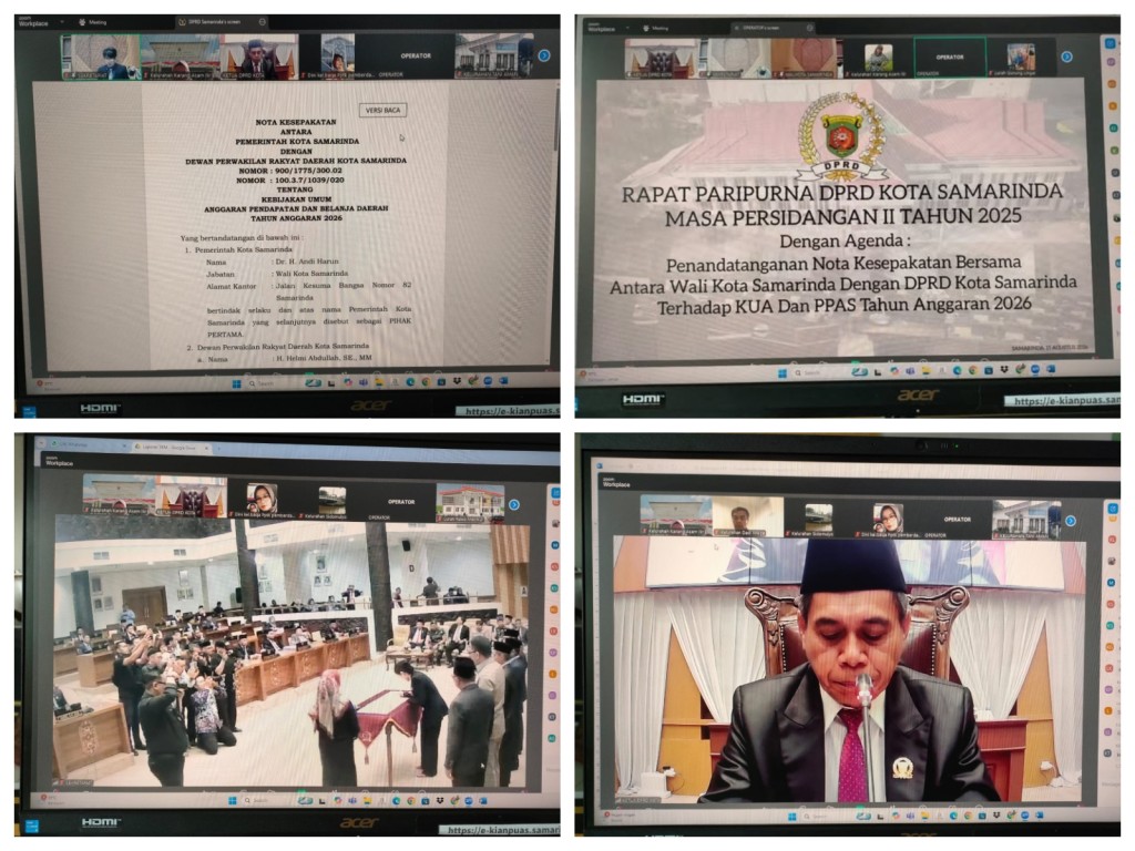 Zoom Meeting Rapat Paripurna DPRD Kota Samarinda Masa Persidangan II Tahun 2025