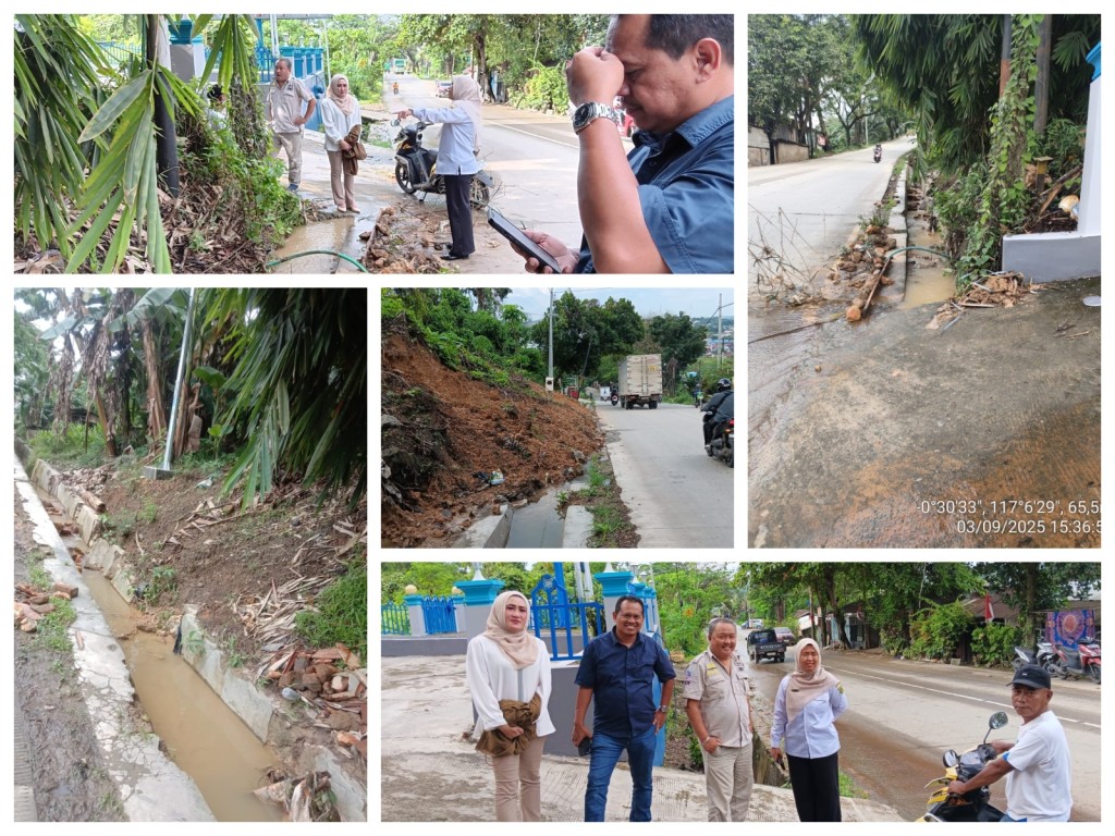 Menindaklanjuti aduan Ketua RT terkait parit yang tersumbat material tanah dan batu hasil longsoran